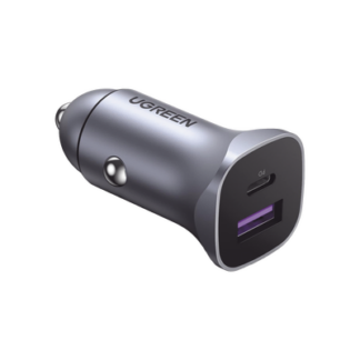 Cargador de Auto 30W | 2 Puertos USB-A y USB-C | Carga Rápida | Compatible con Vehículos de 12 y 24 VCD | PD3.0, QC4.0, SCP, PPS | Indicador Led | Diseño Compacto | Chip Inteligente | Caja de Aluminio