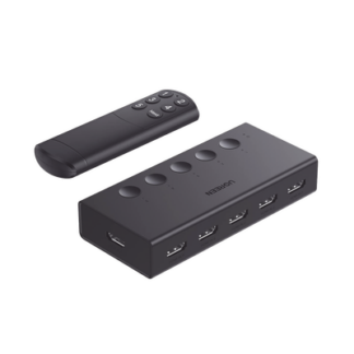 Conmutador HDMI 5X1 | 4K@60Hz | HDMI 2.0, 1.4 | HDCP 2.2, 1.4 | VRR | Dynamic HDR | 3D | CEC | EDID | IR 10 Metros (32.81 Pies) | 18Gbps | Cambio Manual y por Control Remoto | Incluye Cable de Alimentación USB