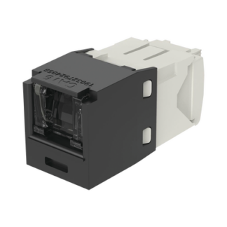 Conector Jack RJ45 Estilo TG con Ventana, Mini-Com, Categoría 6, de 8 Posiciones y 8 Cables, Color Negro