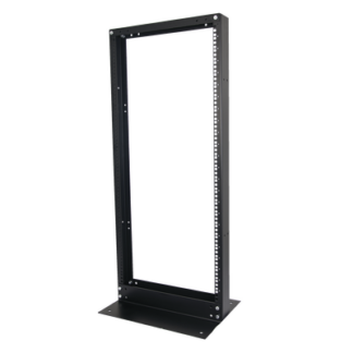 Rack de 2 Postes, Estándar 19", 24 Unidades, Fabricado en Acero, Base "L" para Anclar a Piso.