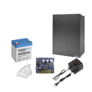 Kit con fuente PLB3 con salida de 12 Vcc a 4 Amper, incluye transformador y batería de 12 V a  5.5 Amper