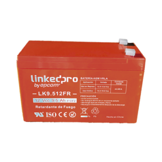 Batería de respaldo 12 V |  9.5 Ah | AGM | Certificada UL94-V0 Retardante a la Flama  | Especial para Seguridad Electrónica | UPS  | Sistemas de Emergencia  | Vida útil 5 años | Terminales F1  + Adaptador F2