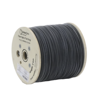Carrete de 2 Kilómetros de Fibra Óptica Drop Plana, Interior/Exterior G.657A2 Monomodo de 1 Hilo (Unifibra), Dieléctrica, Forro Negro, Compatible con Conectores FASC, FASCUP, FASCLC