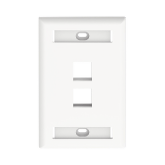 Placa de Pared Vertical, Salida Para 2 Puertos Keystone, Con Espacios Para Etiquetas, Color Blanco