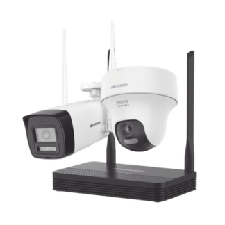Kit IP Inalámbrico 4 Megapixel / NVS 4 Canales / 1 Cámara Bala Exterior + 1 Cámara Turret Interior con Lente 2.8 mm y Dual Light / Audio Bidireccional (Micrófono y Bocina) / Soporta Micro SD de 512 GB