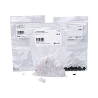 Plug RJ45 Cat6, Para Cable UTP Calibre 23 a 26 AWG, Chapado en Oro de 50 Micras, Bolsa con 50 Piezas