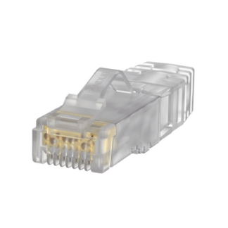 Plug RJ45 Cat6A, Para Cable UTP de Calibre 23-24 AWG, Chapado en Oro de 50 Micras, Paquete de 100 Piezas