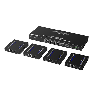 Kit Divisor y Extensor HDMI | 1x4 | Hasta 70 m |Resolución 4K @ 60 Hz | Cat 6/6a/7 | IPCOLOR | CERO LATENCIA | EDID | RS232 | Salida Loop / PoC