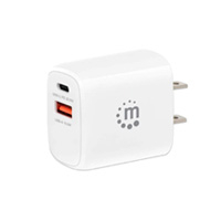 CARGADOR PARED,MANHATTAN,406291, 20W, USB-C PD 20W Y USB-A QC 18W