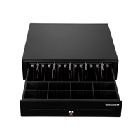 CAJON DE DINERO - TECHZONE - TZBE5B8M100 - COMPARTIMENTO PARA 5 BILLETES Y 8 MONEDAS - GAVETA REMOVIBLE - 3 SISTEMAS DE APERTURA - NEGRO