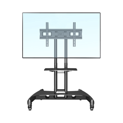 Soporte de Pantalla con Ruedas AVA1500601PNB / Compatible con Monitores de 32" a 75" / VESA 200x200 a 600x400 mm / Carga 45.5 kg (100 lbs) / Altura Ajustable 1120-1520 mm / Base para Accesorios / 4 Ruedas 360°