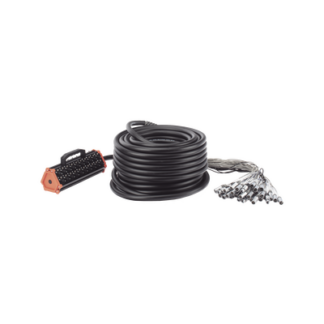 STAGEBOX, 32+8 CANALES, 8 EXTREMOS SON SCMM3 XLR Macho, LOS OTROS 32 EXTREMOS SON SCMF3 XLR Hembra de 3 núcleos con carcasa de acero inoxidable y contactos chapados en oro