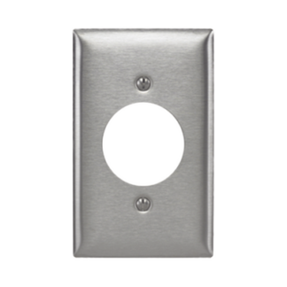 Placa para Receptaculo Sencillo 20 y 30 A de Media Vuelta/ 1.6" (40 mm) / Acero Inoxidable.