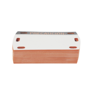 Etiqueta Autolaminada para Identificación de Fibra Óptica Paquete de 25 Piezas, Para Uso Interior/Exterior, Dimensiones de 90 x 50 mm (3.54 x 1.97 Pulgadas), Color Negro con Naranja