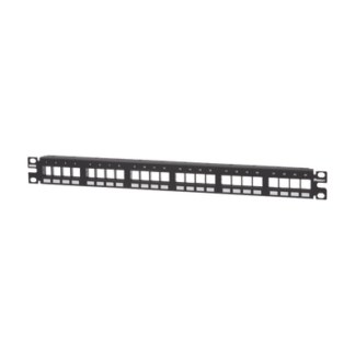 Panel de Parcheo Modular Keystone (Sin Conectores), Numerado y Espacio para Etiquetas, de 24 Puertos, 1UR