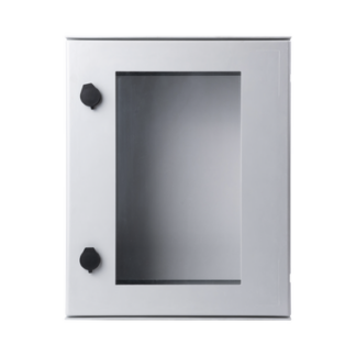 Gabinete de Poliéster IP65 Puerta Transparente, Uso en Intemperie (400 x 500 x 200 mm) con Placa Trasera Interior de Plástico (Incluye Chapa y Llave).