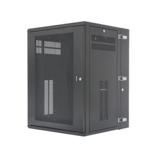 Gabinete PanZone de Montaje en Pared, de 19in, Puerta Ventilada, 18 UR, 635mm de Profundidad, Color Negro
