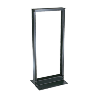 Rack de Dos Postes Estándar de 19 in, Rieles Numerados y Roscados #12-24, Fabricado en Aluminio, 24 Unidades de Rack, Color Negro