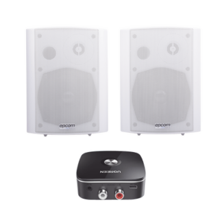 Kit Altavoces + Modulo Receptor BT | Montaje en Pared | 2x20W RMS | Material ABS y Reja Metálica | Bracket de Metal | Color Blanco