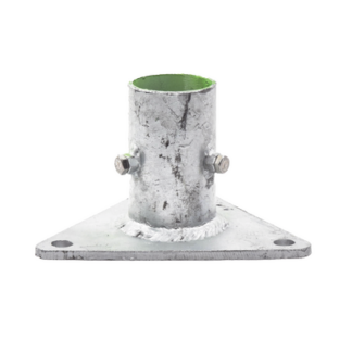 Base Triangular para Mástil de 1" a 2" con Opresores. Galvanizado por Inmersión en Caliente.
