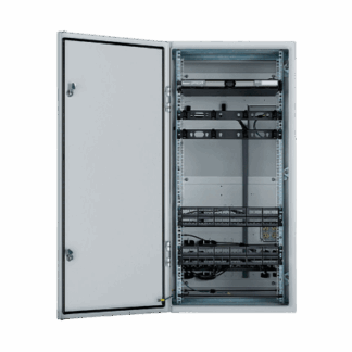 Gabinete Industrial Preconfigurado de Montaje en Pared, Fabricado en Acero Bajo en Carbono, Protección NEMA 4/12 IP66, de 26 UR, Color Gris
