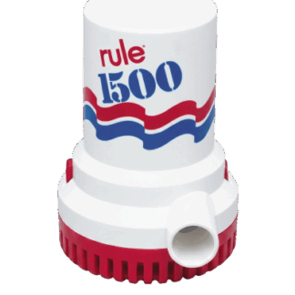 Bomba de Achique Sumergible Rule 02 / 1,500 GPH / 12V CD / Motor de Alta Eficiencia / Ejes de Acero Inoxidable / Protección Térmica TCO / Certificación CE e ISO 8849