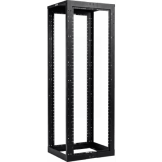 Rack de Cuatro Postes Estándar de 19", Rieles Con Orificio Para Tuerca Enjaulada, Profundidad Ajustable de 23 a 42 in, 45 Unidades de Rack, Color Negro