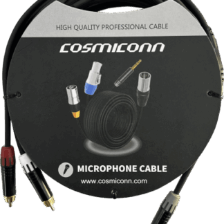 Cable 3.5mm a 2 RCA, conectores negros, con diferenciador de blanco y rojo en RCA MT380-RD - MT380-WH - MTP3C-BG, length 5m