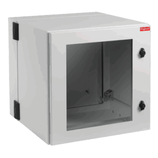 Gabinete Industrial ProTek de 12 UR Puerta con Ventana de 612 x 600 x 610 mm, Protección NEMA Tipo 12; IP55; IK10, Abatible, Fabricado en Acero, Color Gris Claro