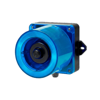 Combinacion de baliza LED color Azul y sirena electrónica de 31 tonos resistente a la intemperie de volumen máx. 123 dB a 110-220 VCA
